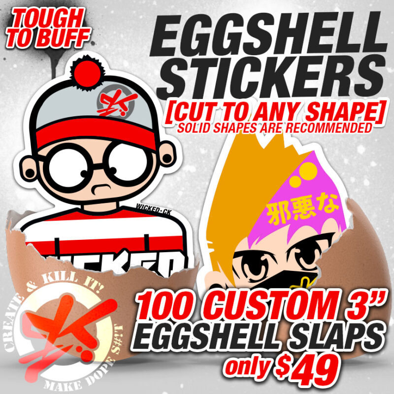 100 CUSTOM EGGSHELL STICKERS