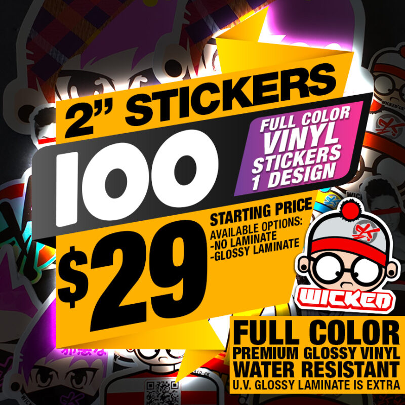 2" 100x STICKERS PREMIUM VINYL