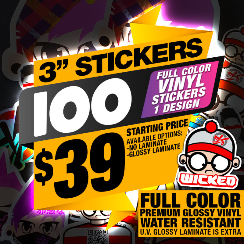 3″ 100x STICKERS PREMIUM VINYL