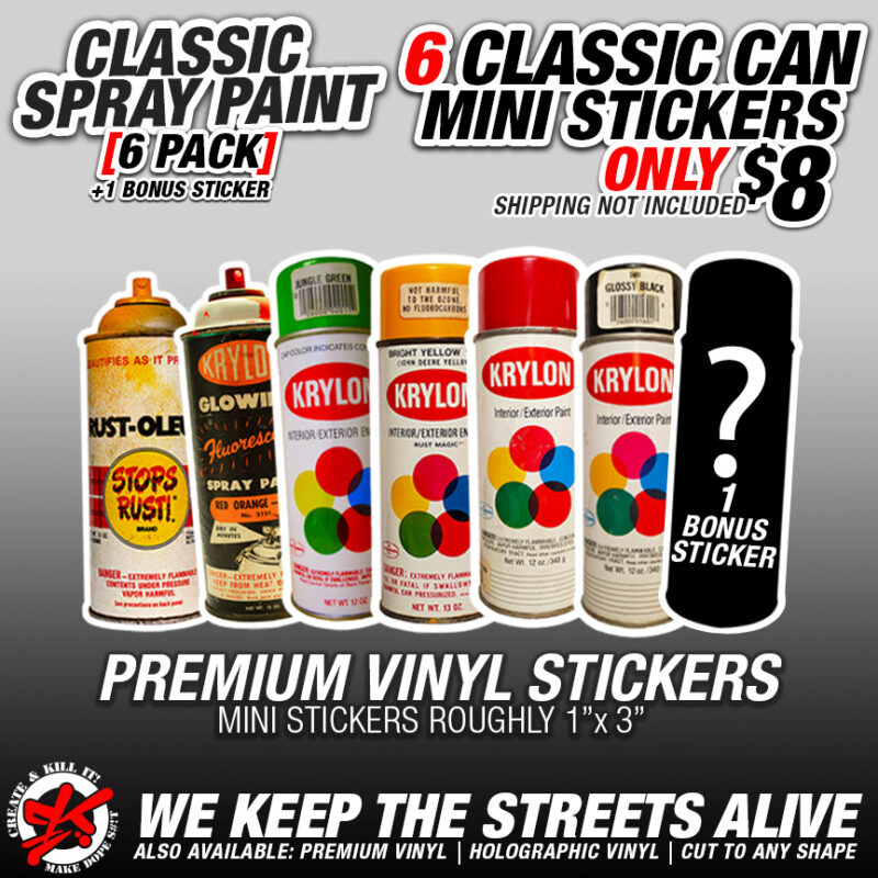 6 CLASSIC SPRAY CAN MINI STICKERS