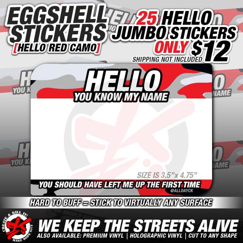 JUMBO HELLO CAMO RED EGGSHELL BLANKS